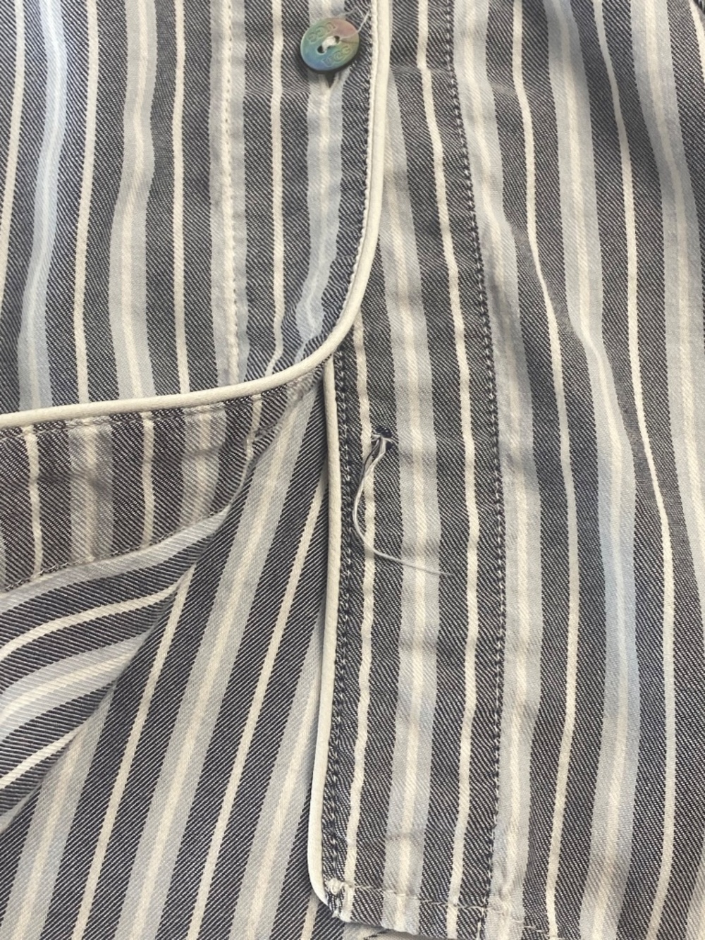 UGG Laura Striped Sleep Shirt Nightshirt Blue White Button Front Size M - Picture 8 of 8
